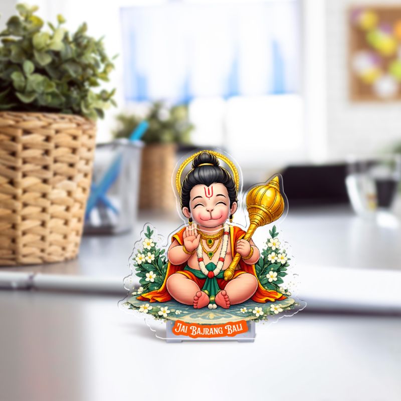 Jai Bajrang Bali Hanuman Ji Bobblehead Figurine for Car Dashboard Solar Powered Moving Head Feature Gift for Hanuman Bhakt Spiritual Car Decor